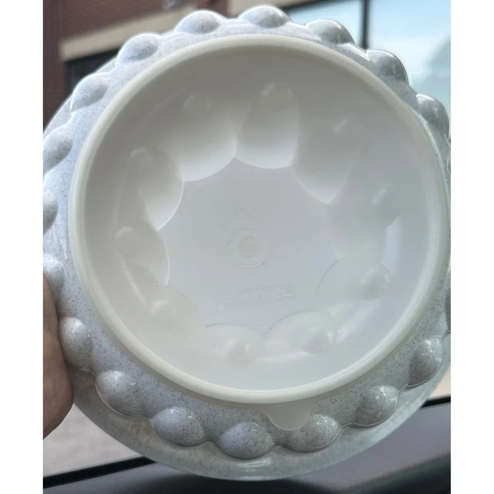Tupperware Jel-Ring Jello Mold Grey Blue Granite Speckled 2 Piece Set NO LID
